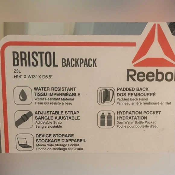 Reebok White and Gray Backpack with Teal Accents! NWT! - Picture 2 of 9